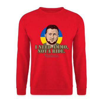 Ukraine Selenskyj Zitat Ammo - Unisex Pullover - Rot - Vorne - Alina (178cm) & Michal (187cm)