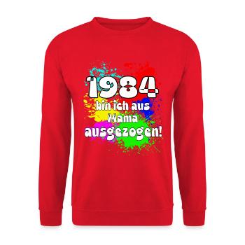 1984 bin ich aus meiner Mama ausgeszogen - Unisex Pullover - Rot - Vorne - Alina (178cm) & Michal (187cm)