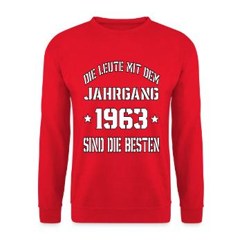 Die Leute mit dem Jahrgang 1963 - Unisex Pullover - Rot - Vorne - Alina (178cm) & Michal (187cm)