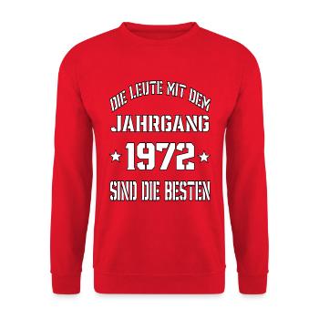 Die Leute mit dem Jahrgang 1972 - Unisex Pullover - Rot - Vorne - Alina (178cm) & Michal (187cm)