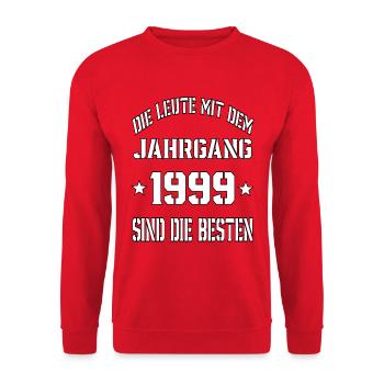 Die Leute mit dem Jahrgang 1999 - Unisex Pullover - Rot - Vorne - Alina (178cm) & Michal (187cm)
