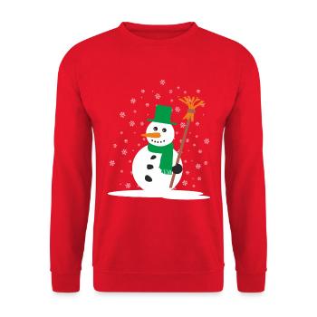 Bonhomme de neige de Noël - Sweat-shirt Unisexe - rouge - Devant - Alina (178cm) & Michal (187cm)