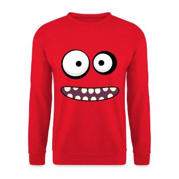 Monster-Gesicht - Unisex Pullover - Rot - Vorne - Alina (178cm) & Michal (187cm)
