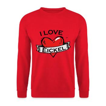 Eickel - Ich liebe Stadtnamen in Tattoo Stil - Unisex Pullover - Rot - Vorne - Alina (178cm) & Michal (187cm)