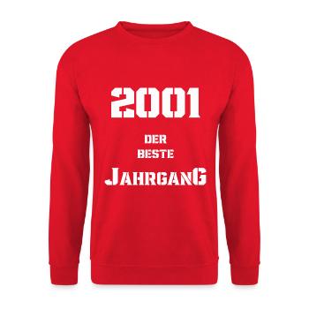 2001 Jahrgang - Unisex Pullover - Rot - Vorne - Alina (178cm) & Michal (187cm)