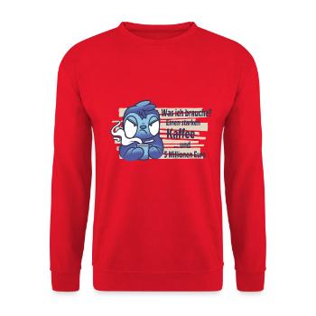 Faultier mit Kaffee: Lustiger Spruch - Unisex Pullover - Rot - Vorne - Alina (178cm) & Michal (187cm)