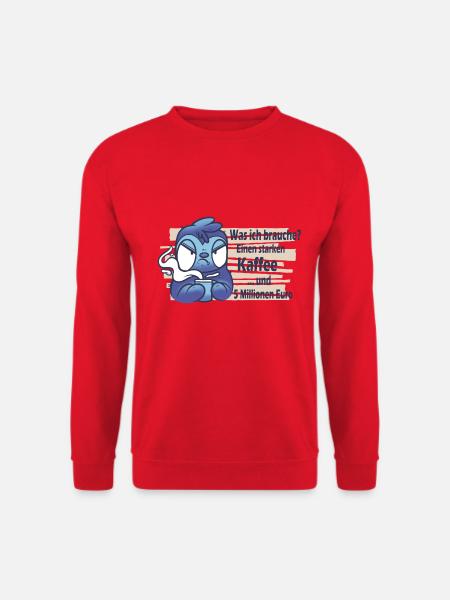 Faultier mit Kaffee: Lustiger Spruch - Unisex Pullover - Rot