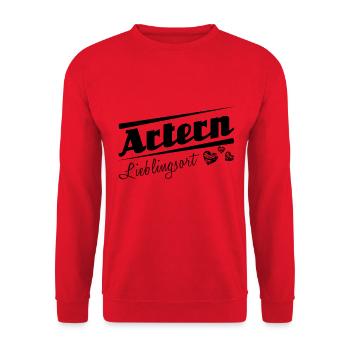 Artern - Lieblingsort mit Stadtnamen - Unisex Pullover - Rot - Vorne - Alina (178cm) & Michal (187cm)