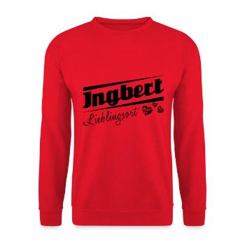 Ingbert - Lieblingsort mit Stadtnamen - Unisex Pullover - Rot - Vorne - Alina (178cm) & Michal (187cm)