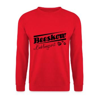 Beeskow - Lieblingsort mit Stadtnamen - Unisex Pullover - Rot - Vorne - Alina (178cm) & Michal (187cm)