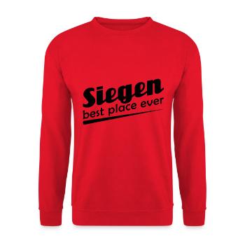 Siegen - Stadt best place ever - Unisex Pullover - Rot - Vorne - Alina (178cm) & Michal (187cm)