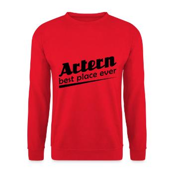 Artern - Stadt best place ever - Unisex Pullover - Rot - Vorne - Alina (178cm) & Michal (187cm)