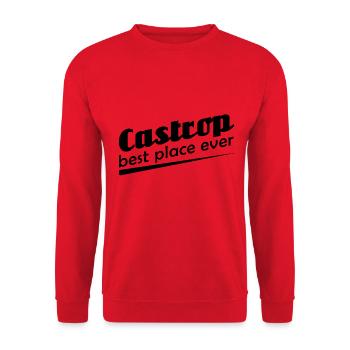 Castrop - Stadt best place ever - Unisex Pullover - Rot - Vorne - Alina (178cm) & Michal (187cm)