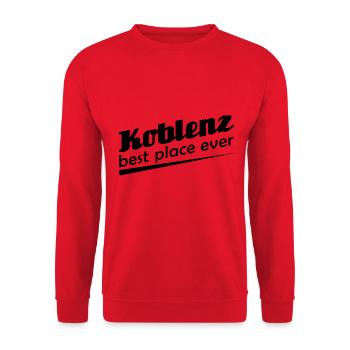 Koblenz - Stadt best place ever - Unisex Pullover - Rot - Vorne - Alina (178cm) & Michal (187cm)