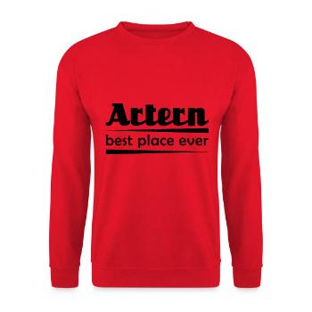 Artern - Stadt best place ever - Unisex Pullover - Rot - Vorne - Alina (178cm) & Michal (187cm)
