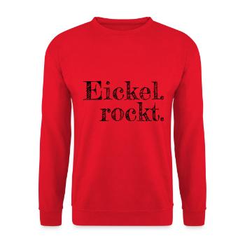 Eickel rockt - Textdesign mit Stadtnamen - Unisex Pullover - Rot - Vorne - Alina (178cm) & Michal (187cm)