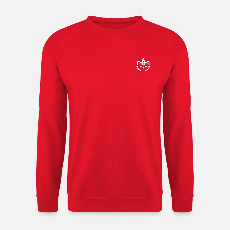tête de chat-licorne Blanc - Sweat-shirt Unisexe - rouge