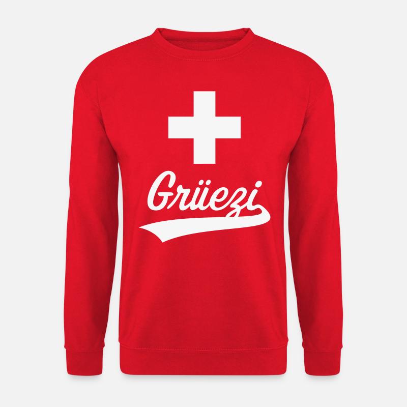 Grüezi Schriftzug (Schweiz / Schweizerfahne) - Unisex Pullover - Rot