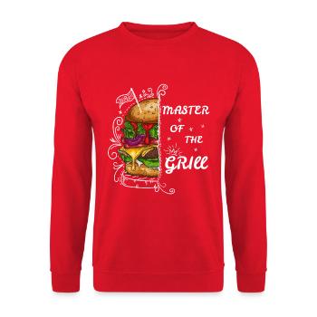 Burger Grill Master BBQ Grillmeister - Unisex Pullover - Rot - Vorne - Alina (178cm) & Michal (187cm)