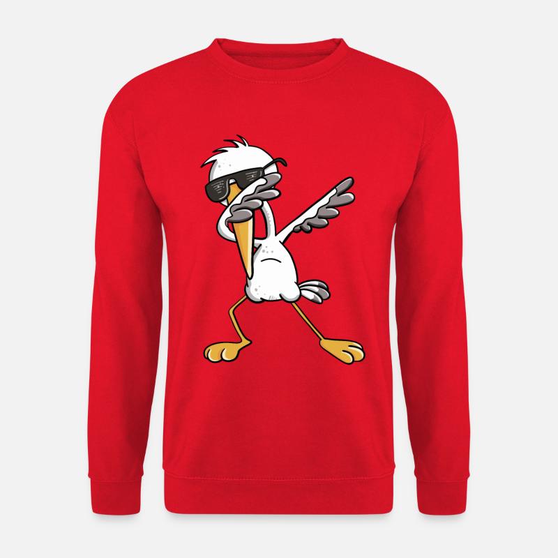 Dab Storch I Schwangerschaft I Baby Geschenk - Unisex Pullover - Rot