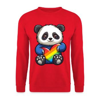 Ours panda | Cœur de fierté | Mignon | LGBTQ+ | - Sweat-shirt Unisexe - rouge - Devant - Alina (178cm) & Michal (187cm)