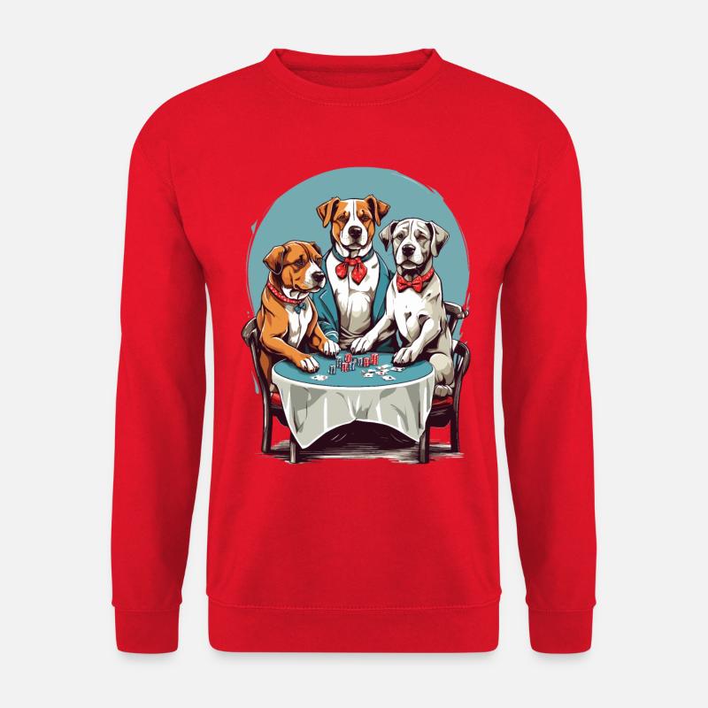 Hunde Poker - Unisex Pullover - Rot