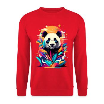 Panda Japan Asien - Panda Bär Farbenfroh - Unisex Pullover - Rot - Vorne - Alina (178cm) & Michal (187cm)