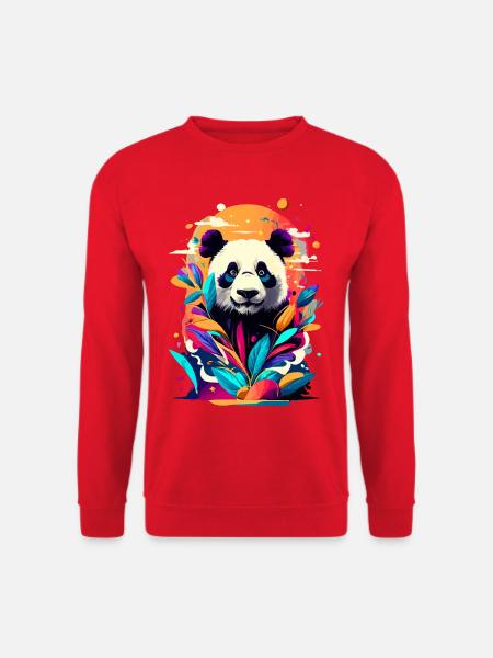 Panda Japan Asien - Panda Bär Farbenfroh - Unisex Pullover - Rot