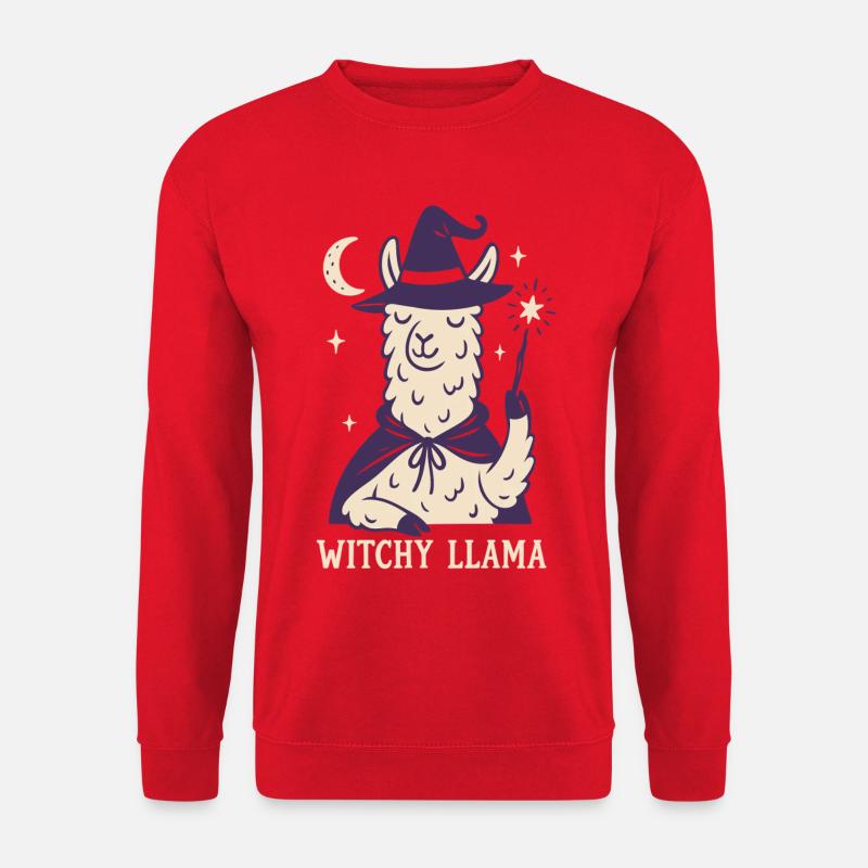 Hexe Lama Witchy Halloween Motiv - Unisex Pullover - Rot