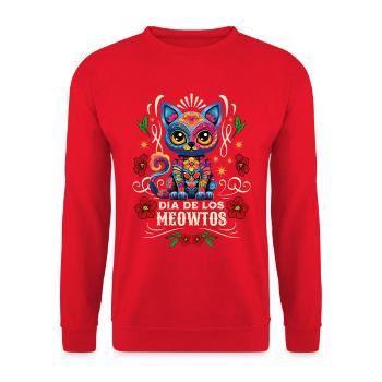 Dia De Los Muertos Meowtos Cat Colorful Flowers - Unisex Sweatshirt - red - Front - Alina (178cm) & Michal (187cm)