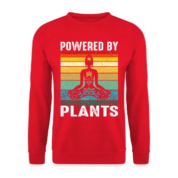 Design rétro de yoga végan – Alimenté par des plantes - Sweat-shirt Unisexe - rouge - Devant - Alina (178cm) & Michal (187cm)