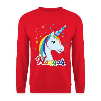 Hannah, nom de jeune fille, prénom préféré - Sweat-shirt Unisexe - rouge - Devant - Alina (178cm) & Michal (187cm)