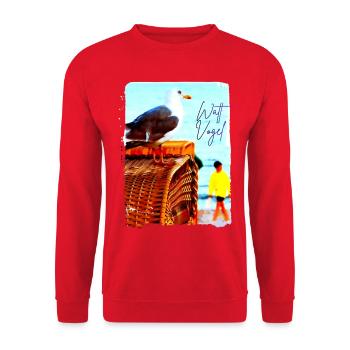 Möwe Wattvogel am Strand - Unisex Pullover - Rot - Vorne - Alina (178cm) & Michal (187cm)