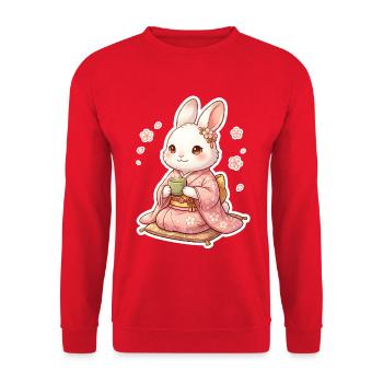 Weißer Hase - Unisex Pullover - Rot - Vorne - Alina (178cm) & Michal (187cm)