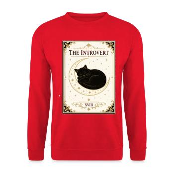 Die Mondkatze der Introvertierten - Unisex Pullover - Rot - Vorne - Alina (178cm) & Michal (187cm)