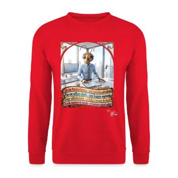 Heuschrecke JOGUE Bürokaufmann Kaufmann Pop Art - Unisex Pullover - Rot - Vorne - Alina (178cm) & Michal (187cm)