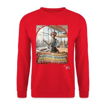 Heuschrecke JOGUE Projektmanager PM Büro Pop Art - Unisex Pullover - Rot - Vorne - Alina (178cm) & Michal (187cm)