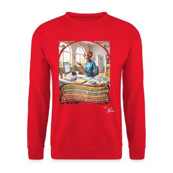 Heuschrecke JOGUE MFA Praxis in 4 Sprachen Pop Art - Unisex Pullover - Rot - Vorne - Alina (178cm) & Michal (187cm)