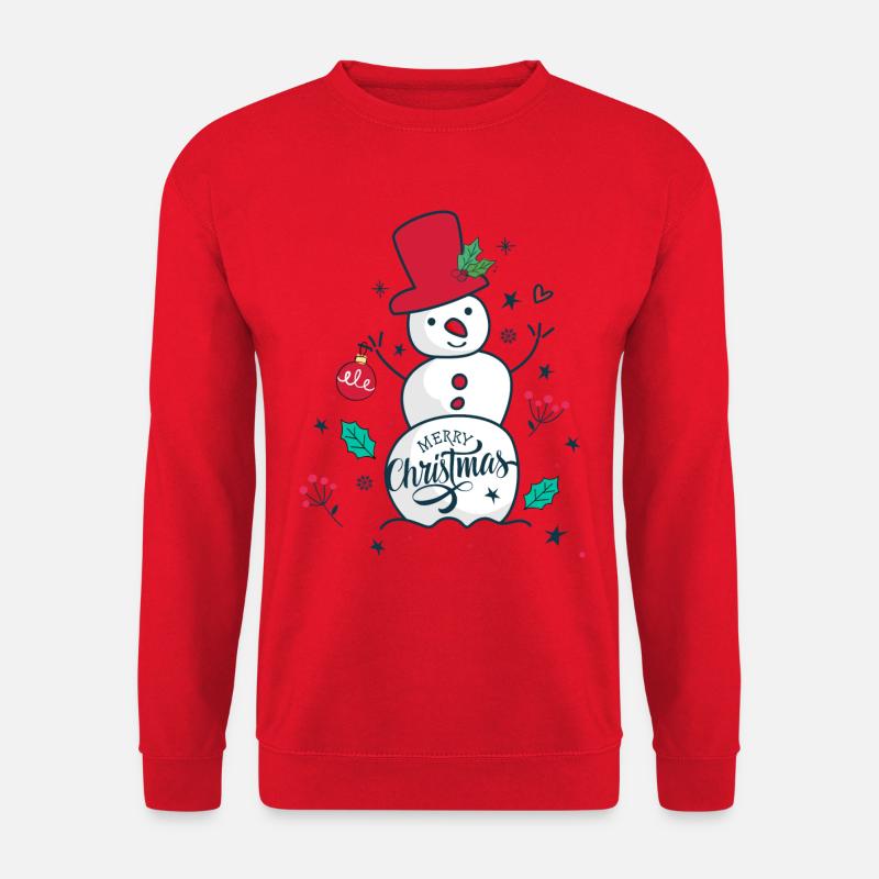 Schneemann. Frohe Weihnachten. - Unisex Pullover - Rot