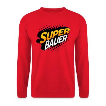 Super Bauer - lustiges Shirt für tolle Landwirte - Unisex Pullover - Rot - Vorne - Alina (178cm) & Michal (187cm)