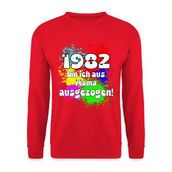 1982 bin ich aus meiner Mama ausgeszogen - Unisex Pullover - Rot - Vorne - Alina (178cm) & Michal (187cm)