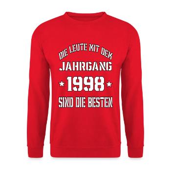 Die Leute mit dem Jahrgang 1998 - Unisex Pullover - Rot - Vorne - Alina (178cm) & Michal (187cm)