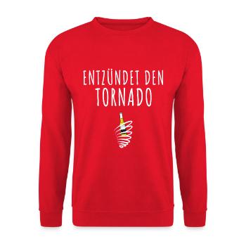 Tornado entzünden Mallorca Bier - Unisex Pullover - Rot - Vorne - Alina (178cm) & Michal (187cm)