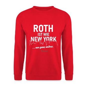 Roth ist wie New York - Unisex Pullover - Rot - Vorne - Alina (178cm) & Michal (187cm)