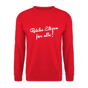 reiche Eltern für alle! Protest - Demo - Unisex Pullover - Rot - Vorne - Alina (178cm) & Michal (187cm)