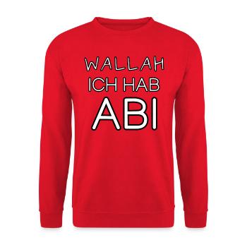 wallah ich hab abi Spruch Abitur lustig - Unisex Pullover - Rot - Vorne - Alina (178cm) & Michal (187cm)