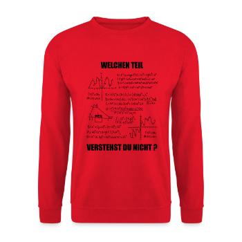 Mathe Spruch Welchen Teil verstehst du nicht - Unisex Pullover - Rot - Vorne - Alina (178cm) & Michal (187cm)