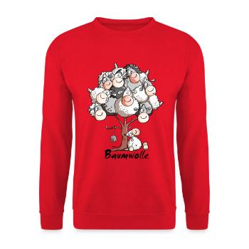 Wolliger Schafbaum - Unisex Pullover - Rot - Vorne - Alina (178cm) & Michal (187cm)