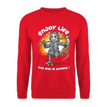 Das Leben genießen - Unisex Pullover - Rot - Vorne - Alina (178cm) & Michal (187cm)