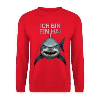 Haifisch Hai Kostüm Meerestier unter Wasser Haie - Unisex Pullover - Rot - Vorne - Alina (178cm) & Michal (187cm)